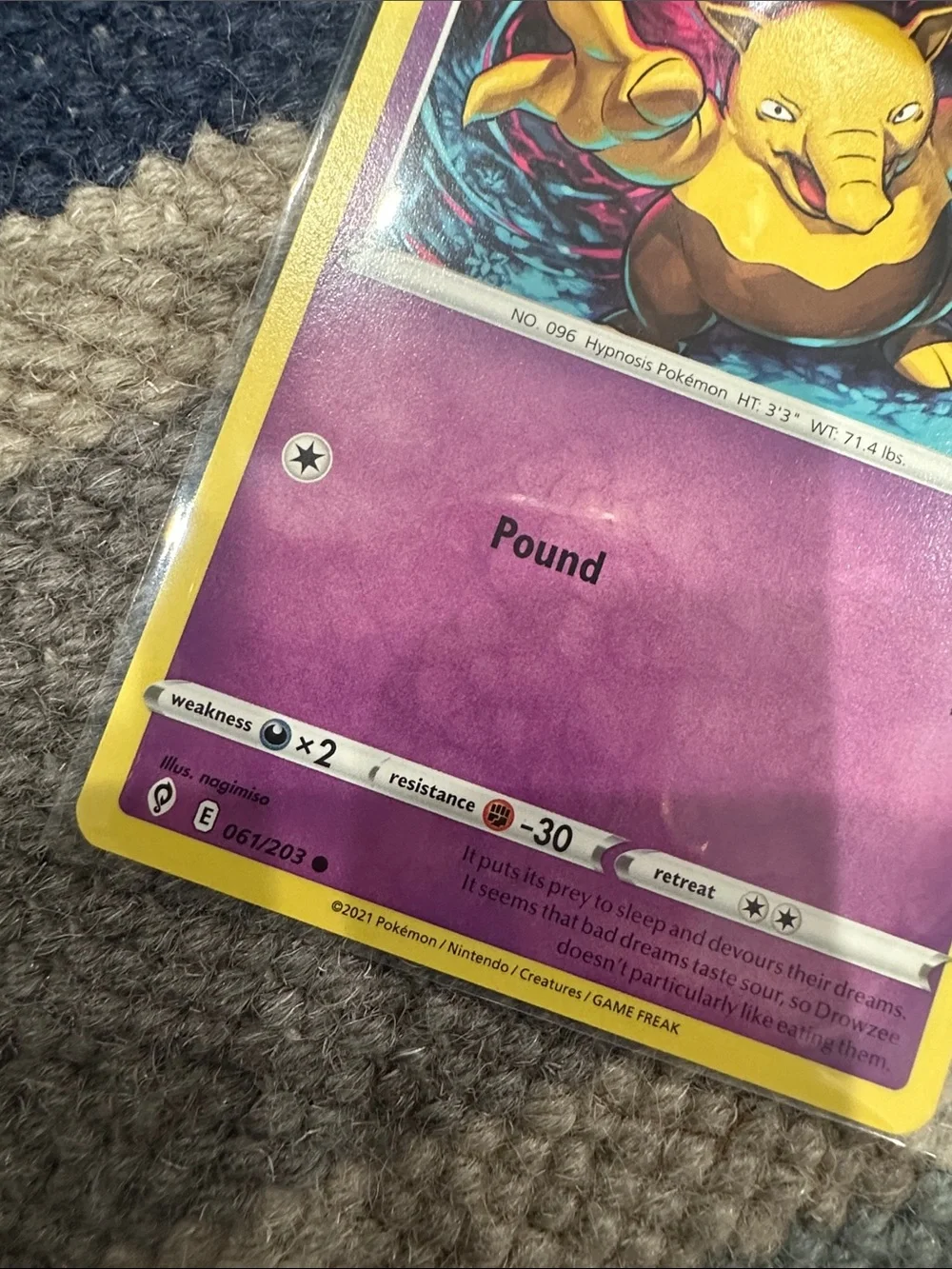 Pokemon Drowzee Trading Card - Purple & Yellow